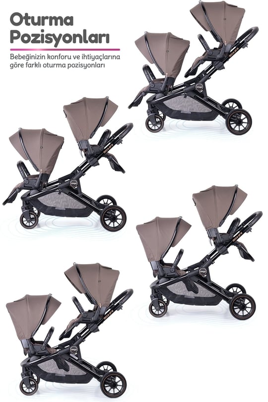 Prego İbiza New Pro İkiz Bebek Arabası Kahve