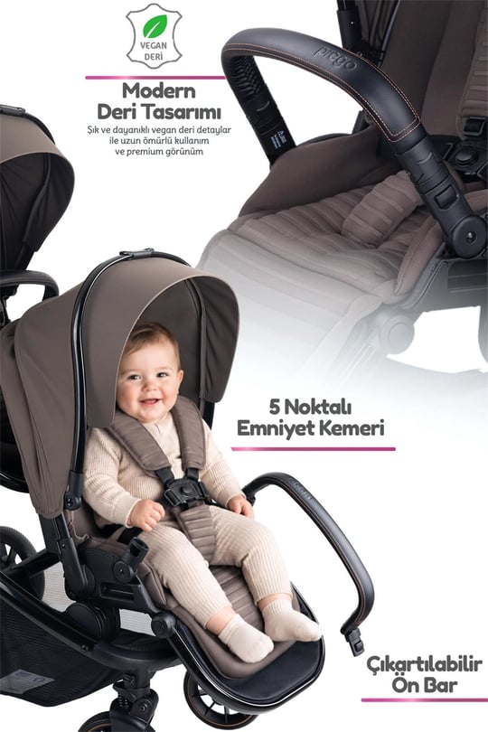 Prego İbiza New Pro İkiz Bebek Arabası Kahve
