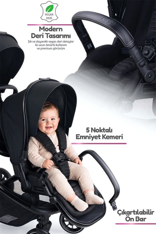 Prego İbiza New Pro İkiz Bebek Arabası Siyah
