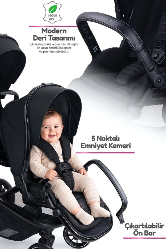 Prego İbiza New Pro İkiz Bebek Arabası Siyah