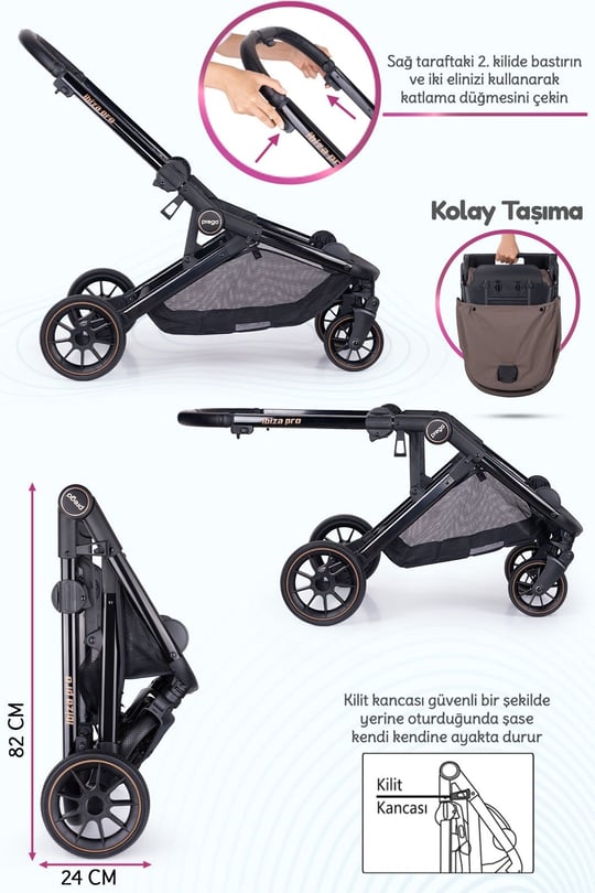 Prego İbiza New Pro Travel Sistem İkiz Bebek Arabası Kahverengi
