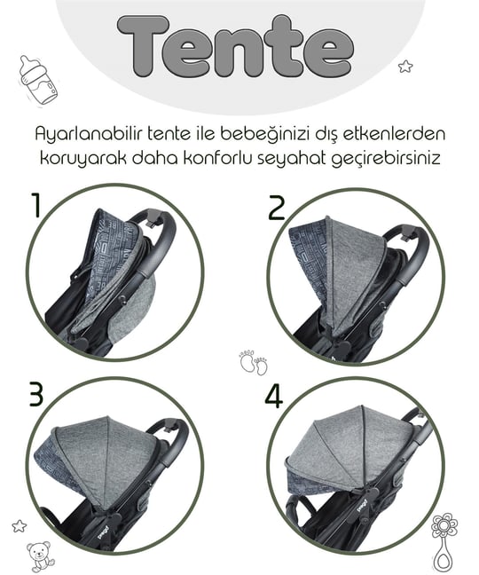 Prego Lotus Kabin Boy Bebek Arabası Füme 2033