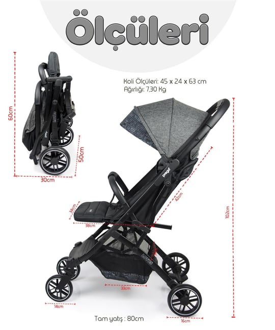 Prego Lotus Kabin Boy Bebek Arabası Füme 2033