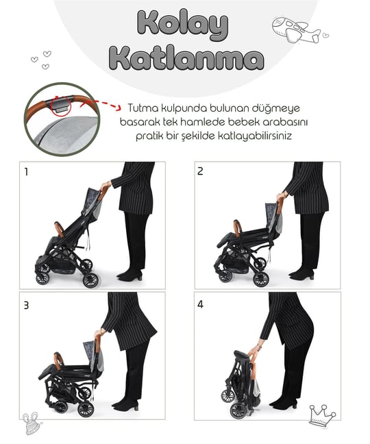Prego Lotus Kabin Boy Bebek Arabası Gri 2033