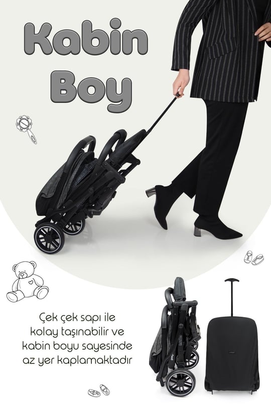 Prego Lotus Katlanabilir Kabin Boy Travel Bebek Arabası Gri 2033