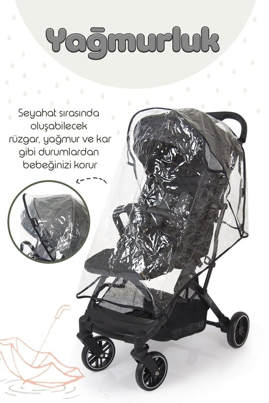 Prego Lotus Katlanabilir Kabin Boy Travel Bebek Arabası Gri 2033