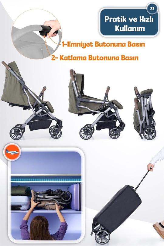 Prego Lotus Pro Kabin Boy Bebek Arabası Yeşil 2453
