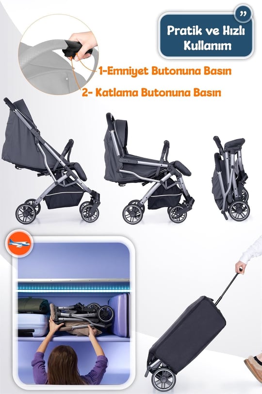 Prego Lotus Pro Kabin Boy Bebek Arabası Füme 2453