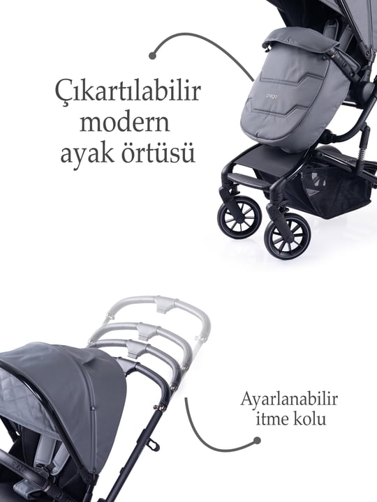 Prego Maybach Çift Yönlü Bebek Arabası Gri