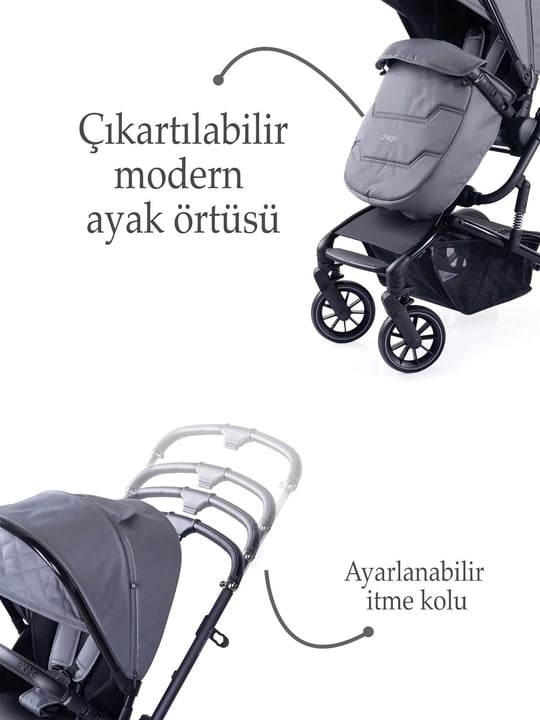 Prego Maybach İ-Size UV Tenteli Bebek Arabası Gri 2405
