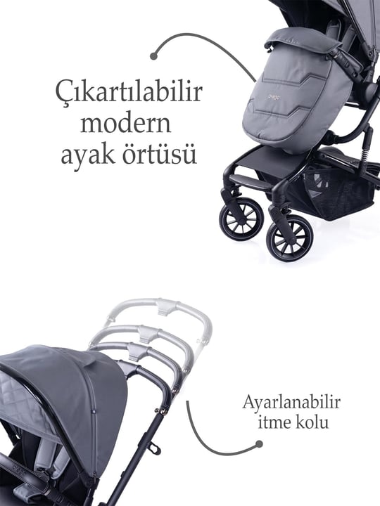 Prego Maybach İ-Size UV Tenteli Bebek Arabası Gri 2405