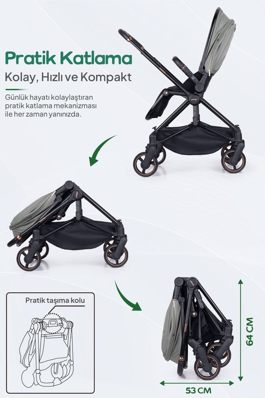 Prego Mios Premium I-Size Bebek Arabası Yeşil 2415