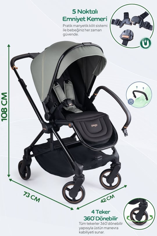 Prego Mios Premium I-Size Bebek Arabası Yeşil 2415