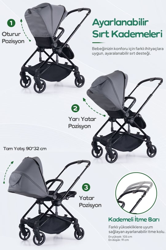 Prego Mios Premium I-Size Bebek Arabası Gri 2415