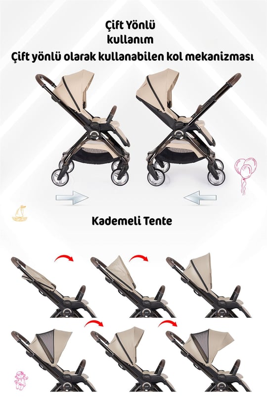 Prego Noax Travel Bebek Arabası Bej 2083