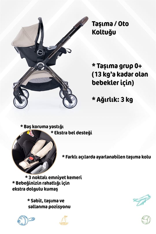 Prego Noax Travel Bebek Arabası Bej 2083