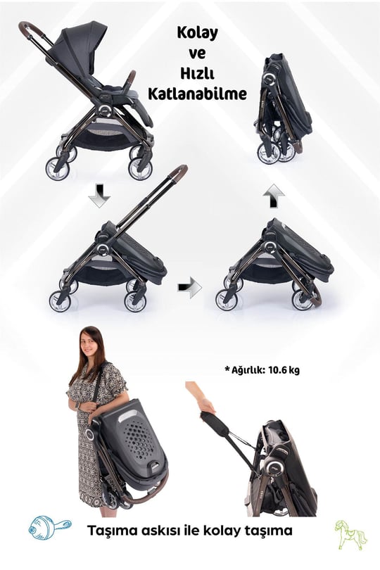 Prego Noax Travel Bebek Arabası Füme 2083