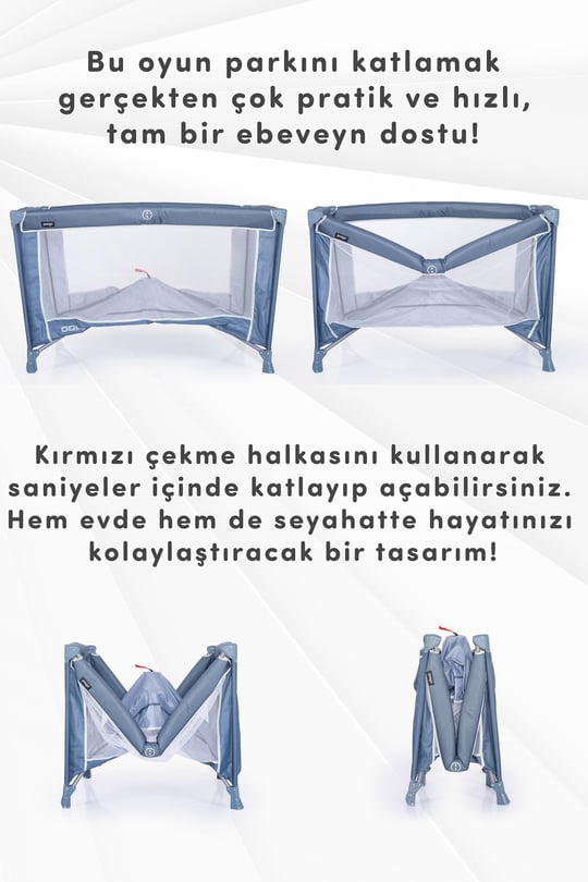 Prego Odessa Otel Apart Tipi Park Yatak Beşik Oyun Parkı Yeşil + Yatak Hediyeli