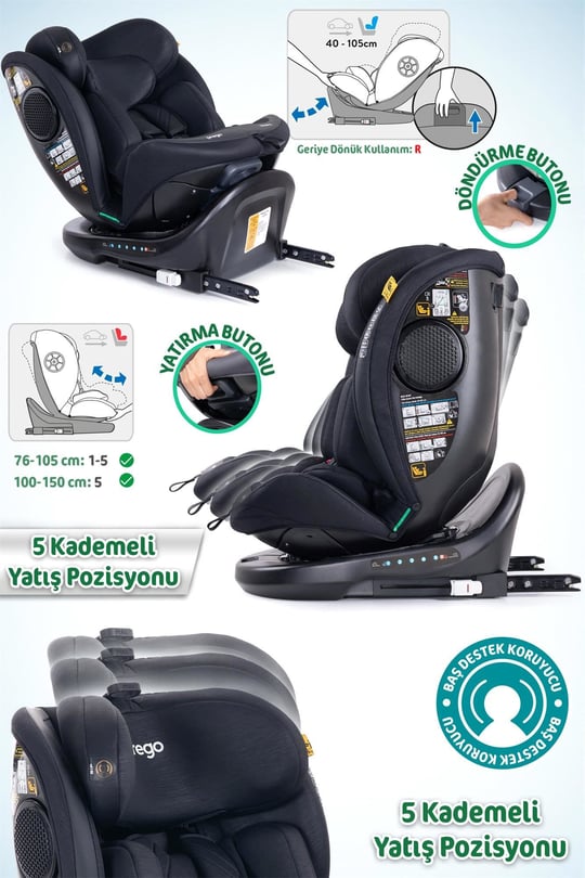 Prego Odinfix Alarmlı I-Size Oto Koltuğu Siyah 4100