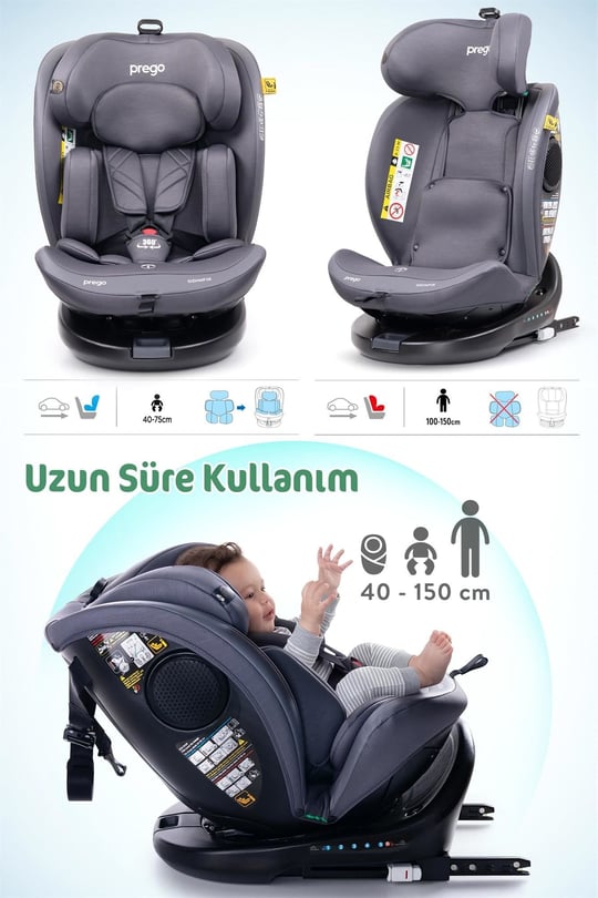 Prego Odinfix Alarmlı I-Size Oto Koltuğu Gri 4100