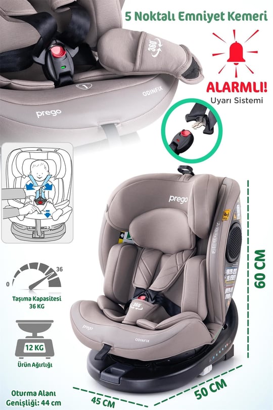 Prego Odinfix Alarmlı I-Size Oto Koltuğu Bej 4100