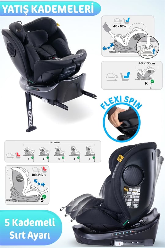 Prego Omegafix  I-Size Oto Koltuğu  Ayak Destekli Siyah 4101