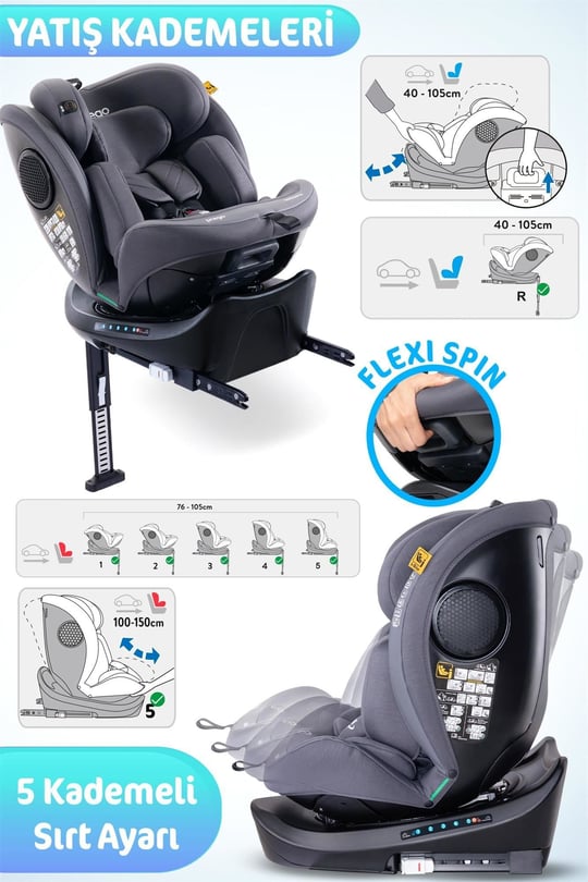 Prego Omegafix  I-Size Oto Koltuğu  Ayak Destekli Gri 4101