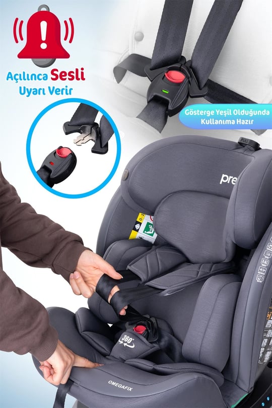 Prego Omegafix  I-Size Oto Koltuğu  Ayak Destekli Gri 4101