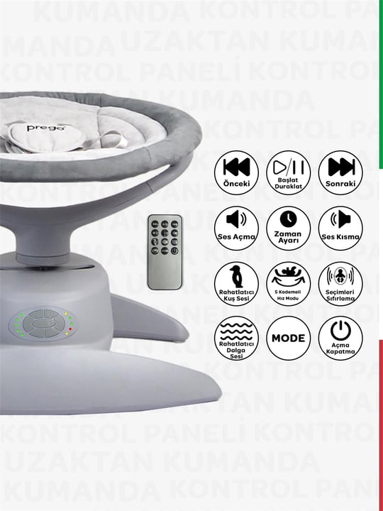Prego Pegasus Elektrikli ve Pilli Ana Kucağı Bluetoothlu Bej 