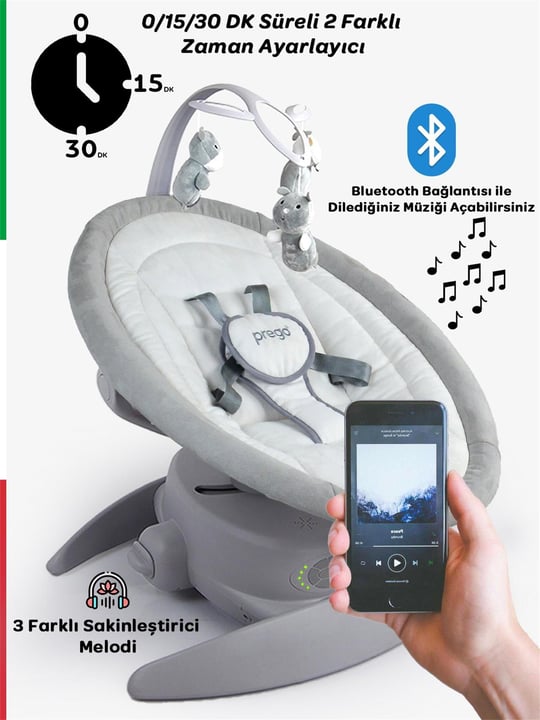 Prego Pegasus Elektrikli ve Pilli Ana Kucağı Bluetoothlu Bej 