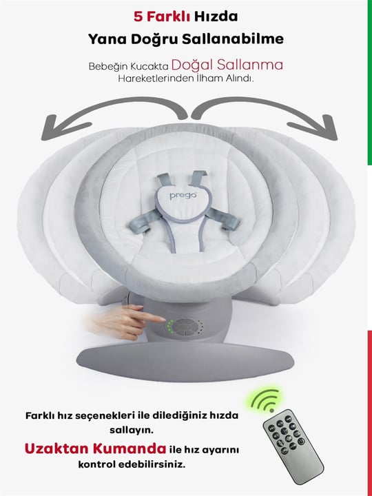 Prego Pegasus Elektrikli ve Pilli Ana Kucağı Bluetoothlu Bej 