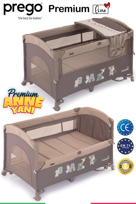 Prego Premium Anne Yanı Oyun Parkı 70*120 Cm Bej 8049
