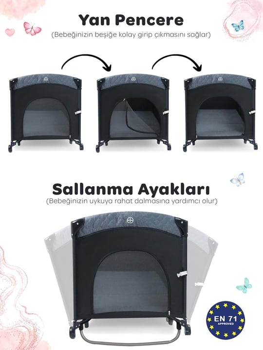 Prego Premium Anne Yanı Oyun Parkı 70*120 Cm Bej + Yatak Hediyeli