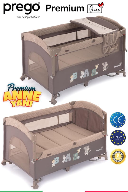 Prego Premium Line Alt Açma Üniteli BEJ Anne Yanı Oyun Parkı 70*120 Cm Bej 8049