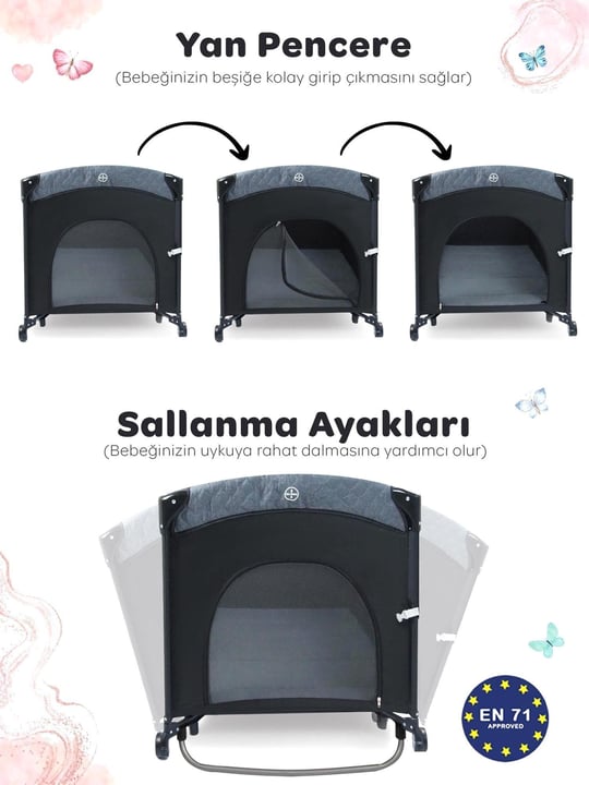 Prego Premium Line Alt Açma Üniteli BEJ Anne Yanı Oyun Parkı 70*120 Cm Bej 8049