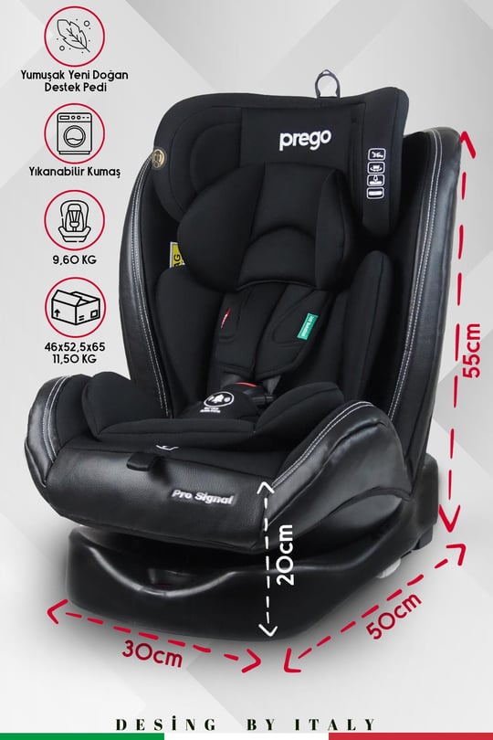 Prego Profix Pro 360 Derece Dönebilen 0-36 Kg İsofixli Oto Koltuğu 0-36 Kg Siyah 4083