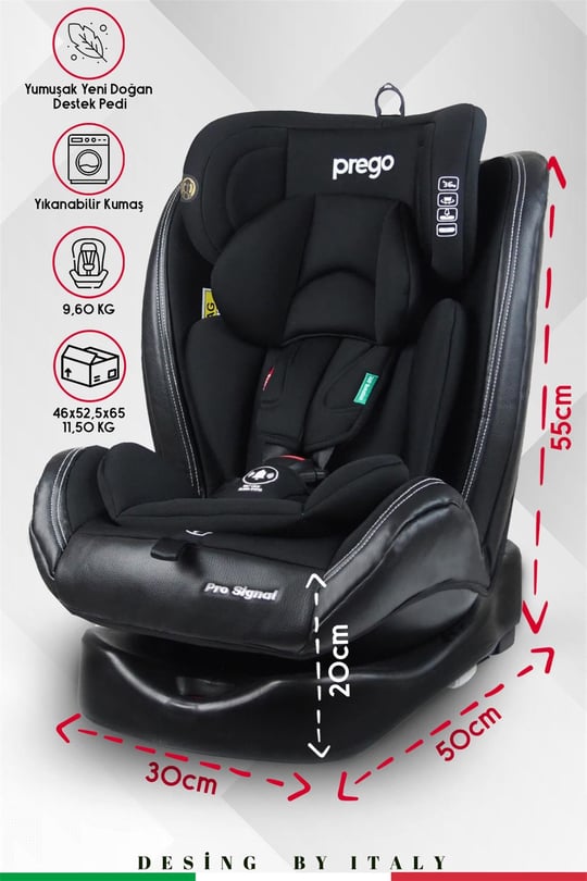 Prego Profix Pro Signal 360 Derece Dönebilen 0-36 Kg Isofixli Oto Koltuğu Siyah 4093
