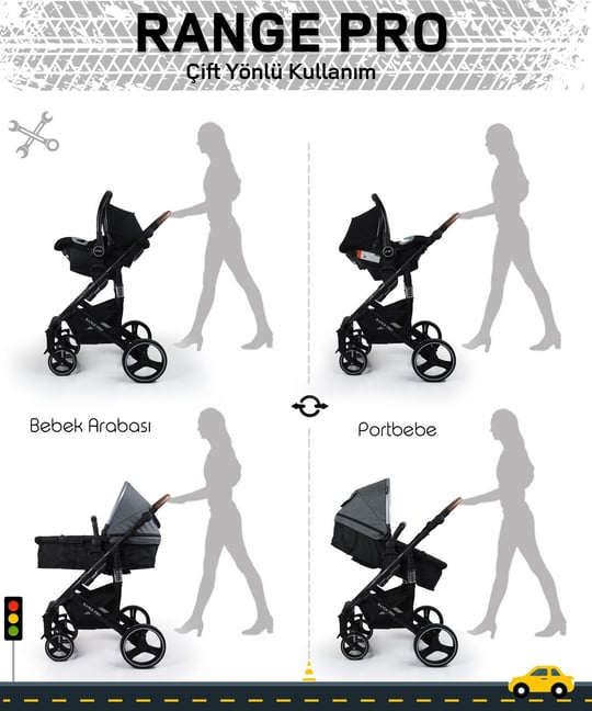 Prego Range Bebek Arabası Gri