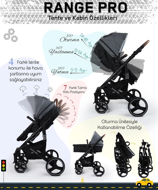 Prego Range Bebek Arabası Gri