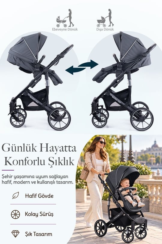 Prego Range Pro I-Size Travel Bebek Arabası Gri SL-668