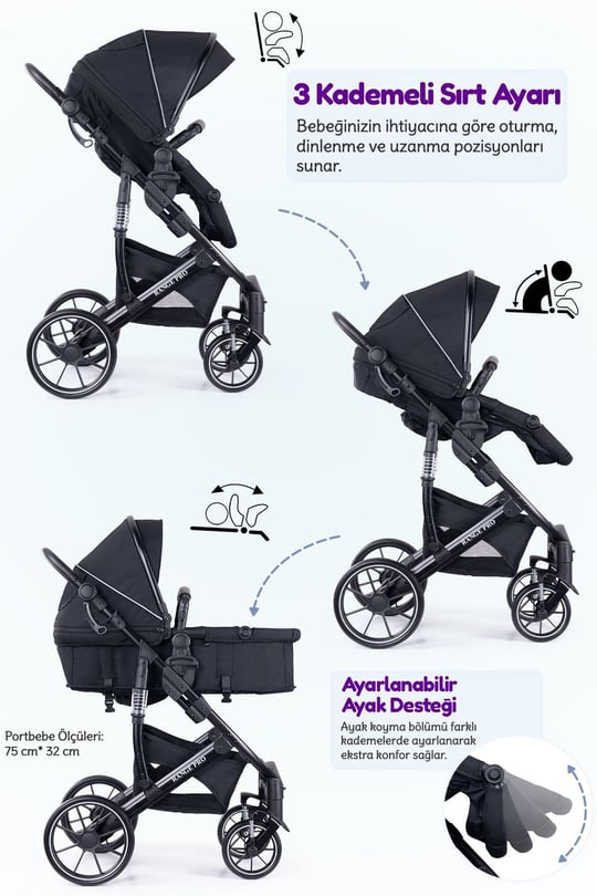 Prego Range Pro I-Size Travel Bebek Arabası Siyah SL-668