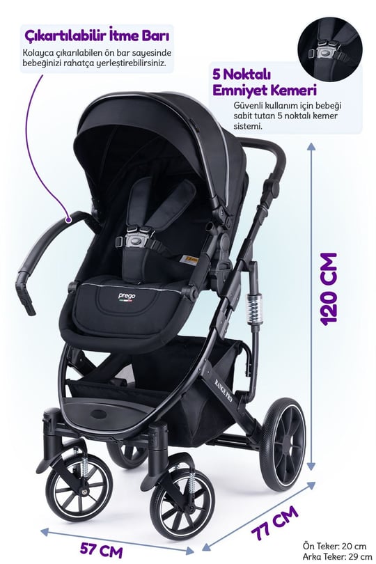 Prego Range Pro I-Size Travel Bebek Arabası Siyah SL-668