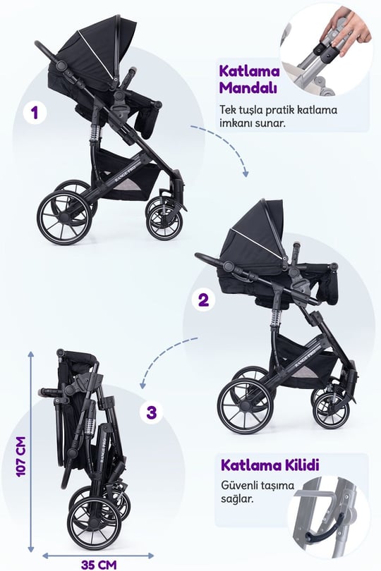 Prego Range Pro I-Size Travel Bebek Arabası Siyah SL-668