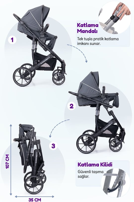 Prego Range Pro I-Size Travel Bebek Arabası Gri SL-668