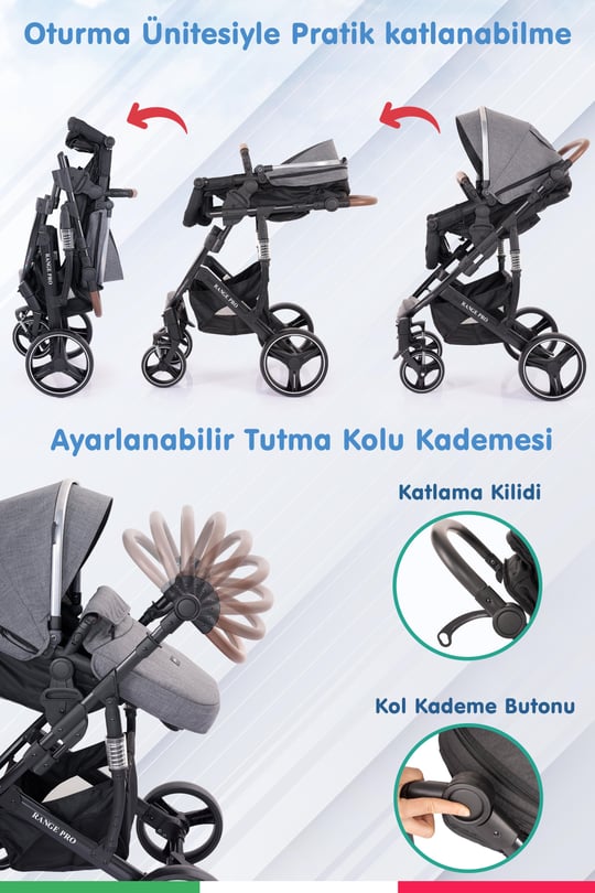 Prego Range Pro Travel Sistem Bebek Arabası 2096 Gri