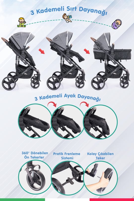 Prego Range Pro Travel Sistem Bebek Arabası 2096 Gri