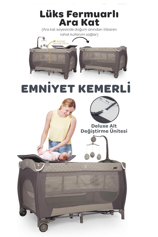 Prego San Diego Plus Oyun Parkı 70*120 Cm Bej + Yatak Hediyeli