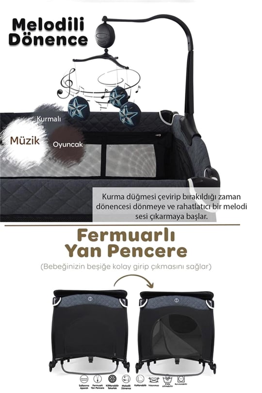 Prego San Diego Plus Oyun Parkı 70*120 Cm 8029 Gri