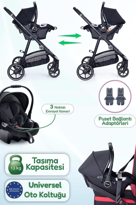 Prego Stein Portbebeli Travel Bebek Arabası Siyah 2097