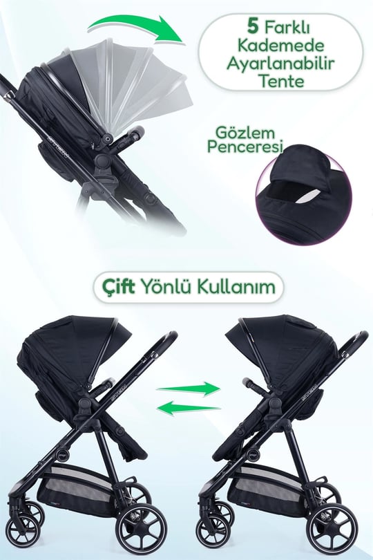 Prego Stein Portbebeli Travel Bebek Arabası Siyah 2097